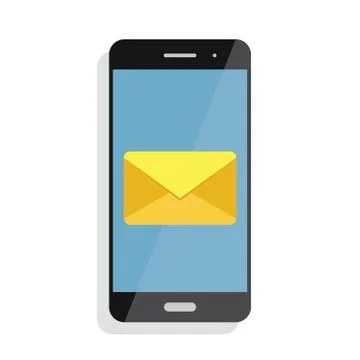 Notification of an incoming email to a smartphone. E-mailing, spam, e-commerce Stock Illustration