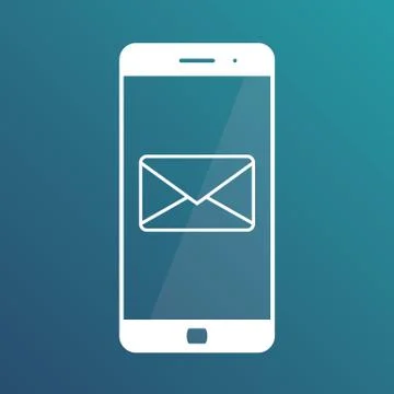 Notification of an incoming email to a smartphone. E-mailing, spam, e-commerce Stock Illustration