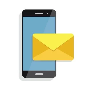 Notification of an incoming email to a smartphone. E-mailing, spam, e-commerce Illustrazione stock