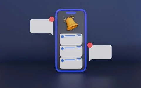 Notification interface on smartphone with blank speech bubbles イラスト素材