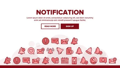 Notification Landing Header Vector 스톡 일러스트