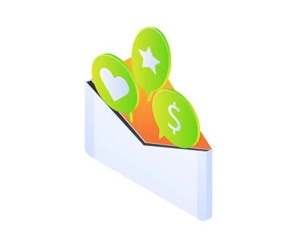 Notification of liking content and payment in the envelope Stock Illustration