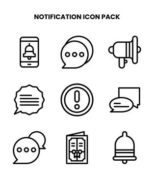 Notification Line Design Icons Pack Stock Illustration