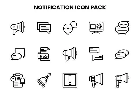 Notification Line Icons Pack Stock Illustration