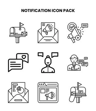 Notification Line SVG Icons Pack Stock Illustration