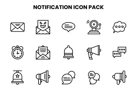 Notification Line UI Icons Pack Stock Illustration