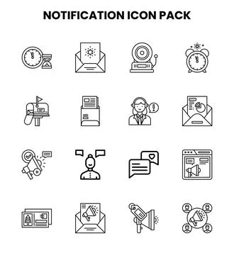 Notification Line Vector Icons Pack Stock Illustration