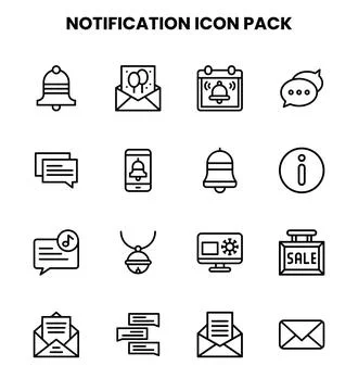 Notification Line Vector Icons Pack Stock Illustration
