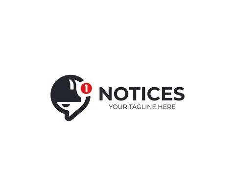 Notification logo template. Bell and speech bubble vector design Illustrazione stock