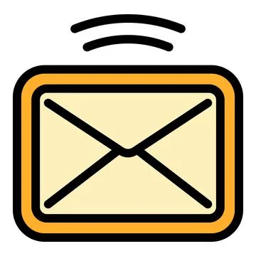 Notification mail request icon color outline vector Stock Illustration