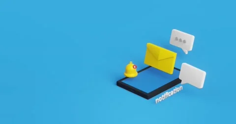 Notification message bell icon alert and alarm on pastel color background. Stock Footage 154165296
