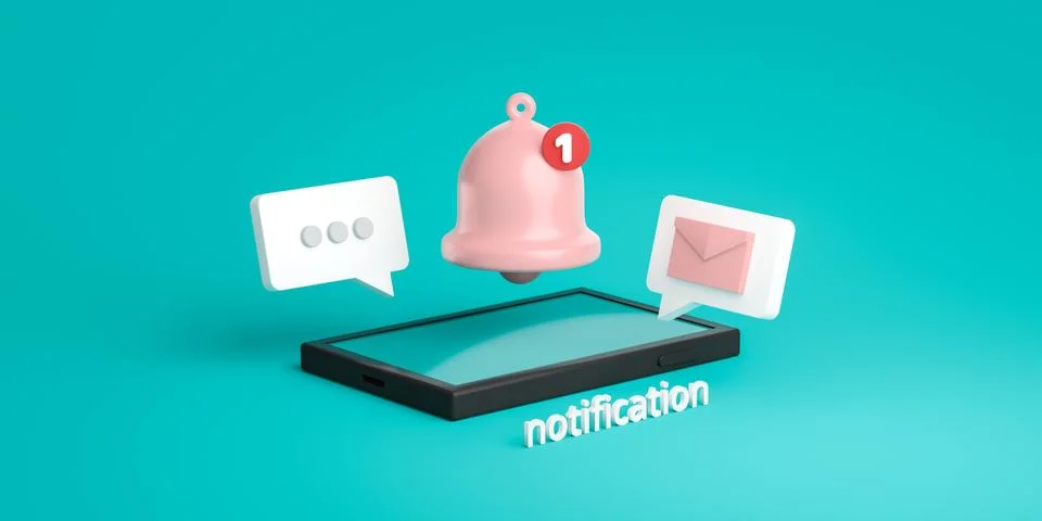 Notification message bell icon alert and alarm on pastel color background Stock Illustration