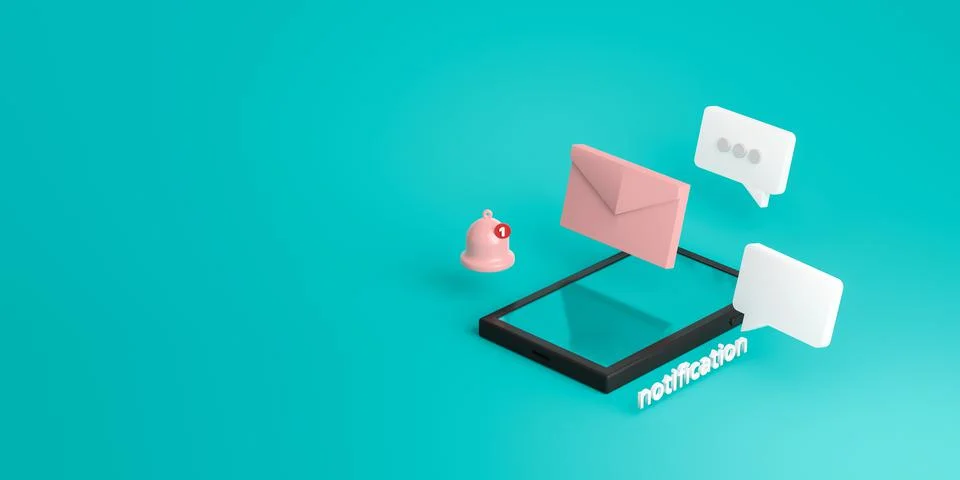 Notification message bell icon alert and alarm on pastel color background Stock Illustration