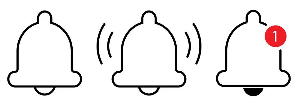 Notification message bell vector line icons Stock Illustration
