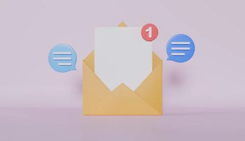 Notification message document icon bubble symbol with email reminder notice Stock Illustration
