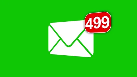Notification message mail counting on green screen animation Video stock 302229327
