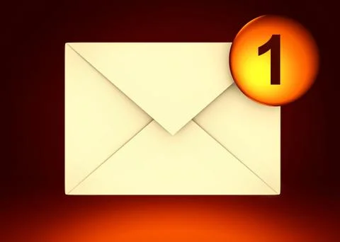 Notification of the message. The symbol is one new message. 3d render Stock Illustration
