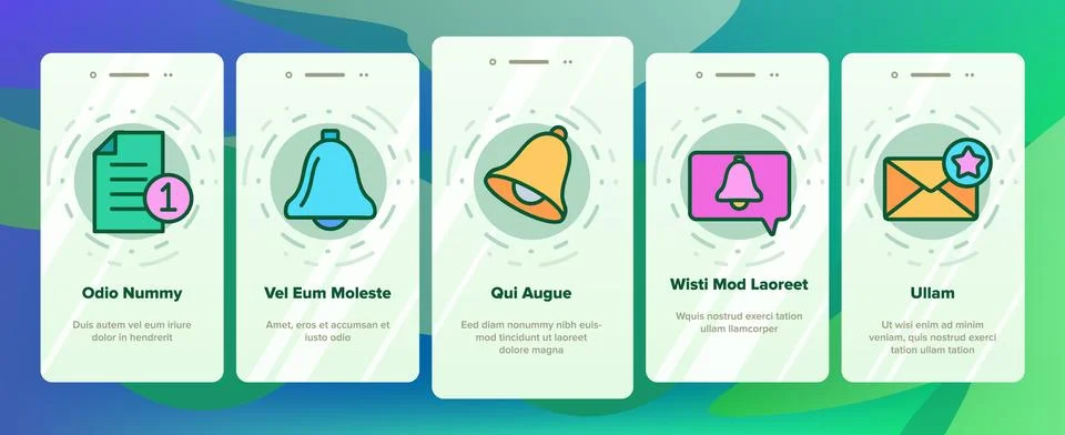 Notification Onboarding Icons Set Vector イラスト素材