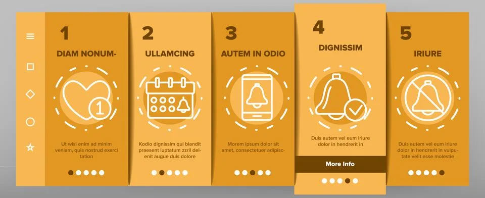 Notification Onboarding Icons Set Vector Illustrazione stock
