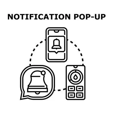 Notification pop up message on mobile device Stock Illustration