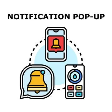 Notification pop up message on mobile device Stock Illustration