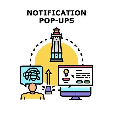 Notification pop ups guiding user attention online Stock Illustration