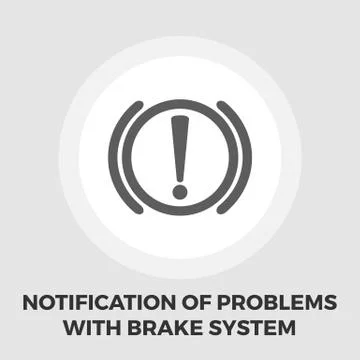 Notification of problems with the brake system icon flat Stock Illustration