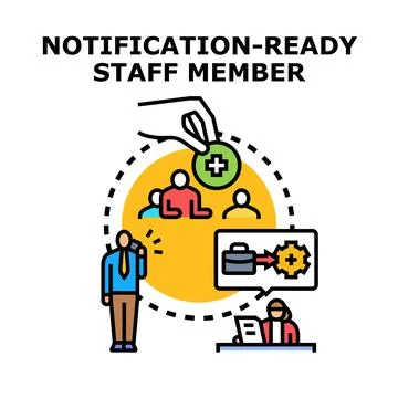 Notification ready staff member recruiting new team Stock Illustration