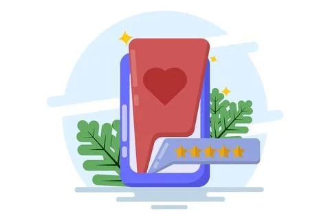 Notification with reviews. Social network app icon. customer feedback. Illustrazione stock