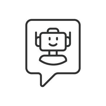 Notification from robot, icon in line design. Notification, robot, alert Stock Illustration
