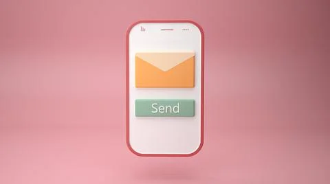Notification send message on smartphone screen. 3D render Illustrazione stock
