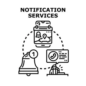 Notification services concept illustrating alert and support Stock Illustration