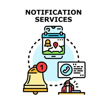 Notification services concept illustrating alert and support Stock Illustration
