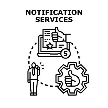 Notification services concept a person communicating with a digital system, i Stock Illustration