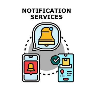 Notification services connecting smartphones with updates and deliveries Stock Illustration