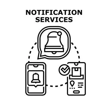 Notification services connecting smartphones with updates and deliveries Stock Illustration