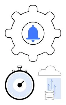 Notification Settings with Cloud Sync and Timer for Efficient Time Management Stock Illustration