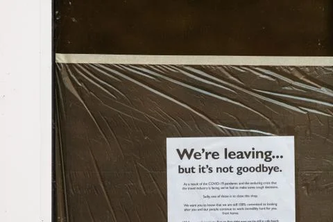 Notification of a shop closing down after Covid-19 crisis Stock Photos