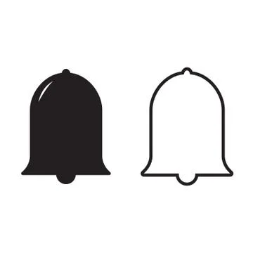 Notification simple bell icons in filled and outline style Stock Illustration
