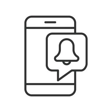 Notification smartphone icon in line design. notification, alert message, bell Illustrazione stock