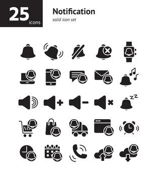 Notification solid icon set. Vector and Illustration. イラスト素材