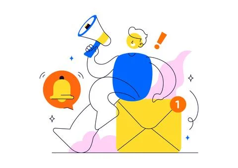 Notification System Vector Illustration with Mobile Alerts Messages Icons U.. Stock Illustration