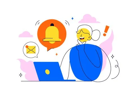 Notification System Vector Illustration with Mobile Alerts Messages Icons U.. Stock Illustration