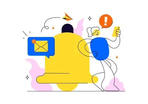 Notification System Vector Illustration with Mobile Alerts Messages Icons U.. Stock Illustration
