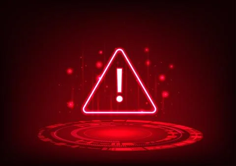 Notification technology, alert symbol above technology circle Conveys notif.. Иллюстрация