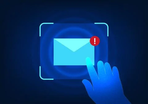 Notification technology Hand pressing envelope icon Refers to receiving an .. 스톡 일러스트