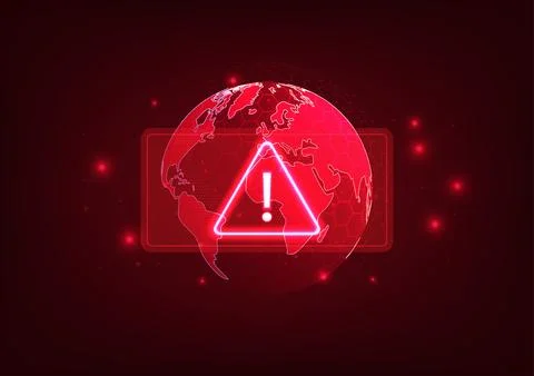 Notification technology World alert symbol with connecting lines background.. Illustrazione stock