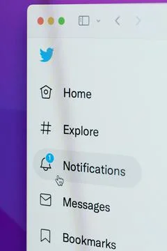 Notification on twitter app Foto stock