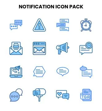 Notification Two Colour Set Icons Pack Stock Illustration