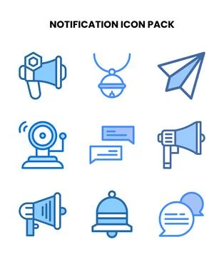 Notification Two Colour UI Icons Pack Stock Illustration